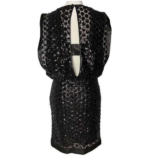 Laundry by Shelli Segal blouson open back black beaded cocktail dress - Picture 5 of 9